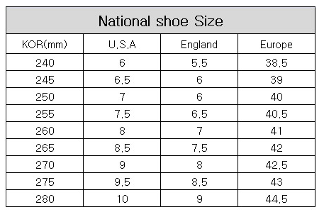 shoe size 280mm in us